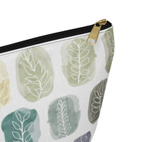 Watercolor Leaf Stamp Accessory Pouch w T-bottom in Teal